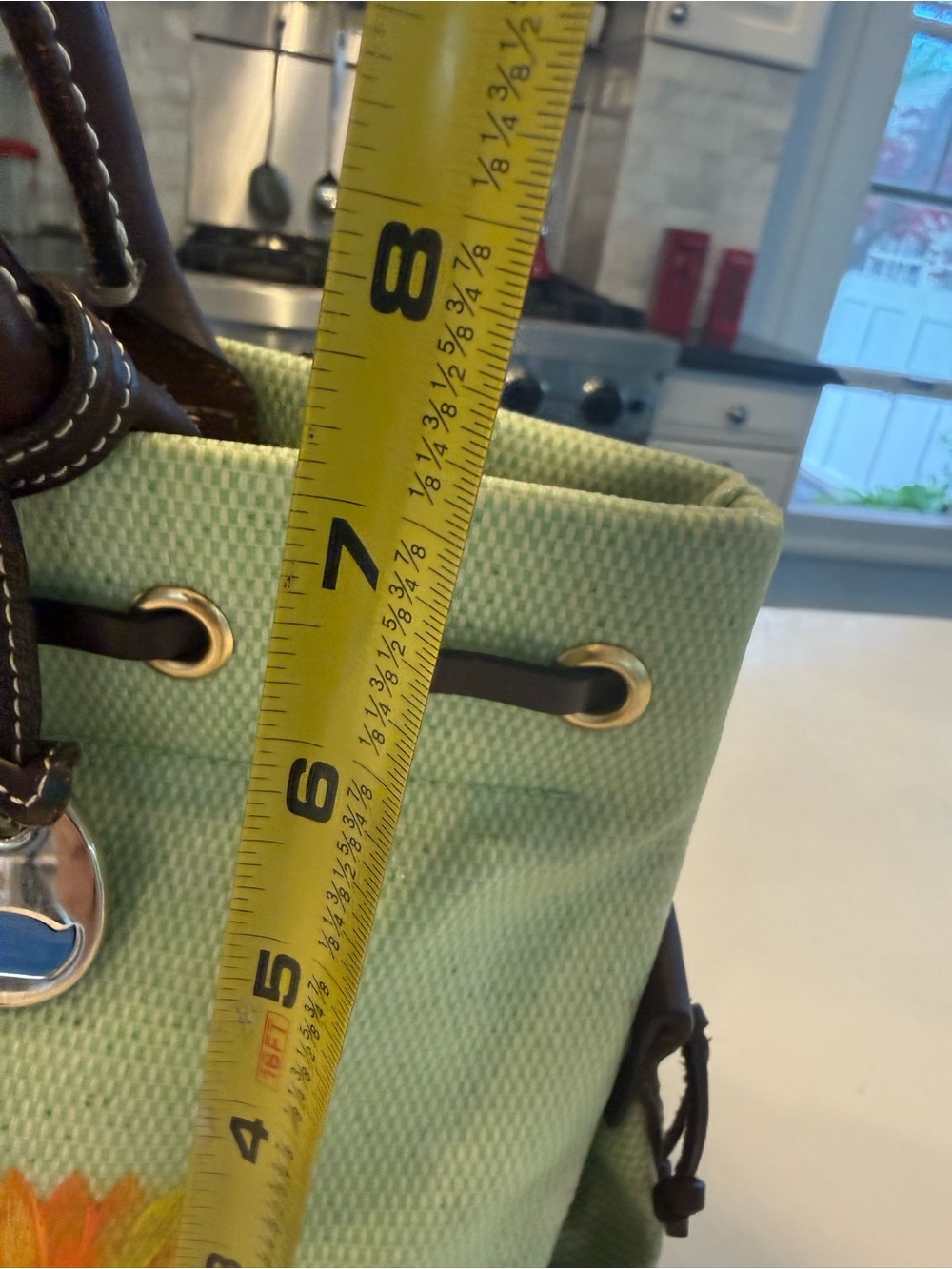 Dooney & Bourke VTG RARE Light Green Basketweave Tote W/Sunflowers EUC - Picture 14 of 15